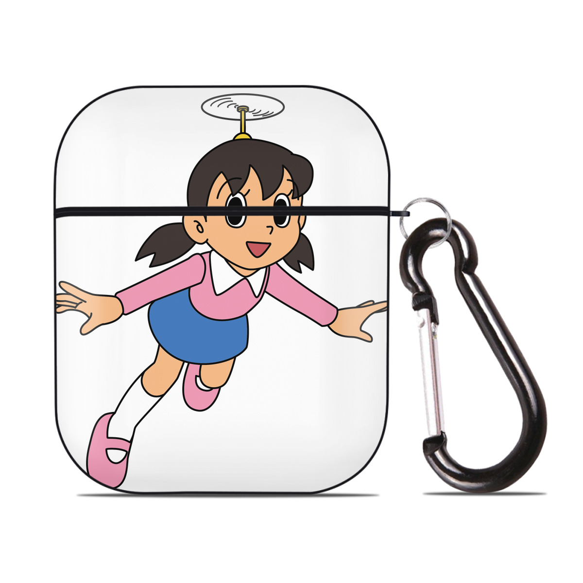 （画像用） ドラえもん みなもと しずか Doraemon Shizuka Minamoto AirPods 第2世代保護ケース ハードシェル ブラック 耐衝撃・防指紋・カラビナ付き