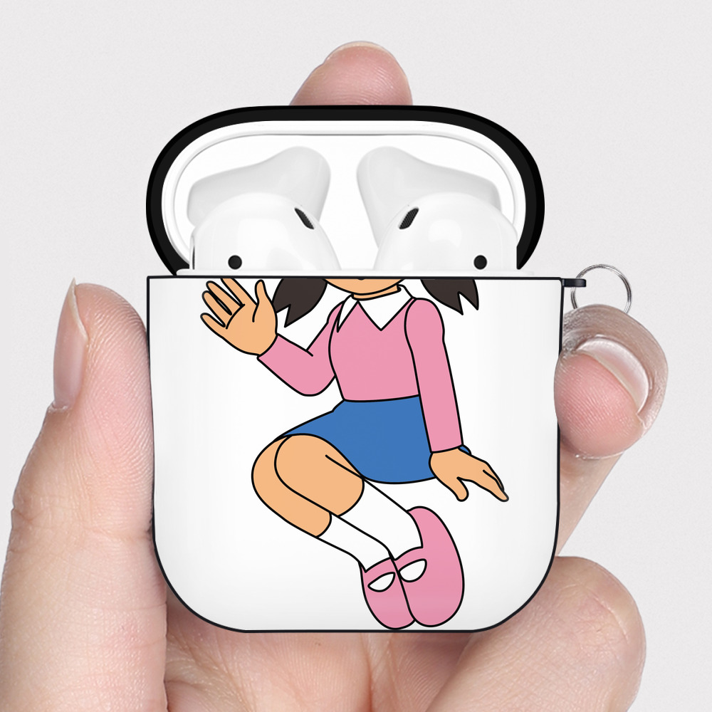 （画像用） ドラえもん みなもと しずか Doraemon Shizuka Minamoto AirPods 第2世代保護ケース ハードシェル ブラック 耐衝撃・防指紋・カラビナ付き