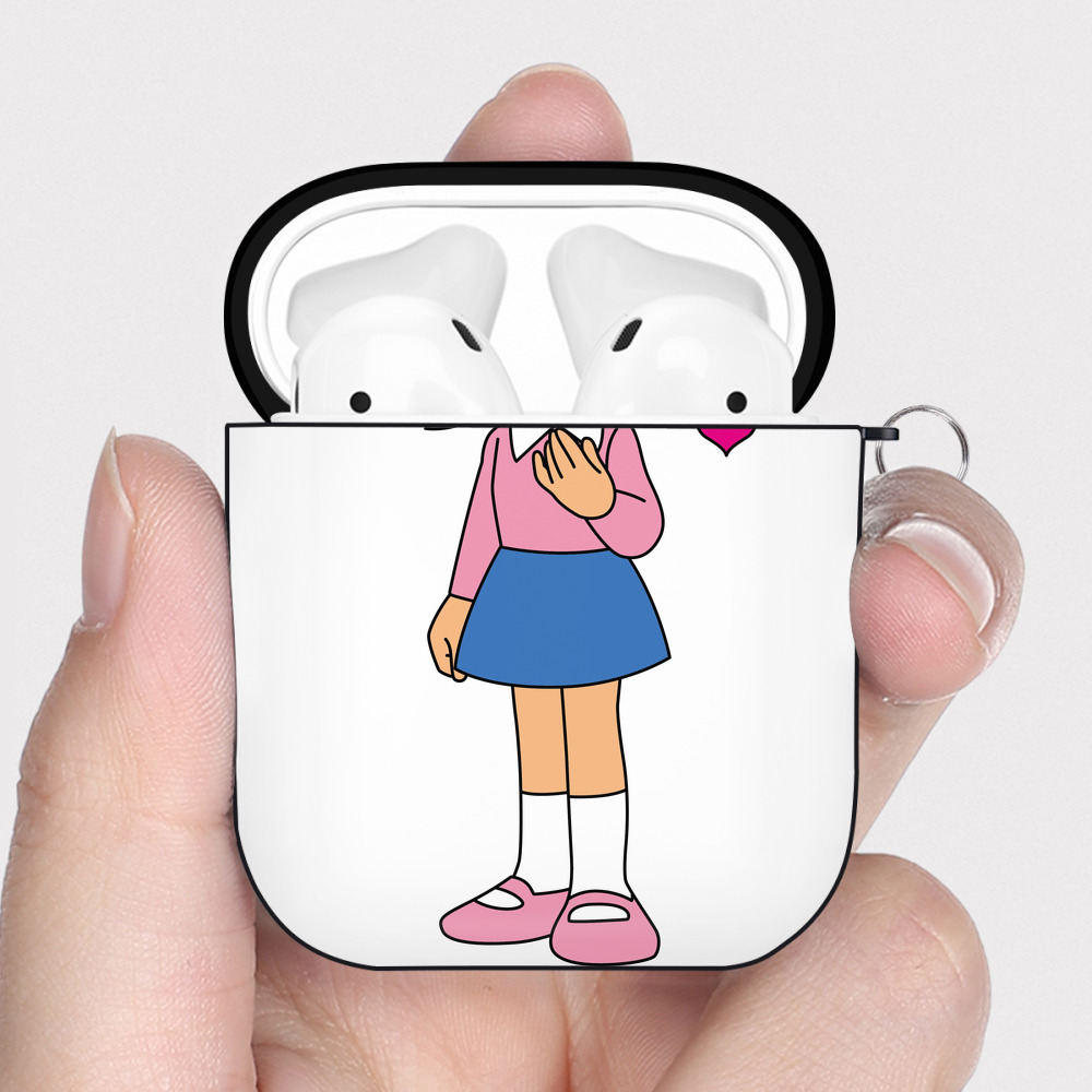 （画像用） ドラえもん みなもと しずか Doraemon Shizuka Minamoto AirPods 第2世代保護ケース ハードシェル ブラック 耐衝撃・防指紋・カラビナ付き