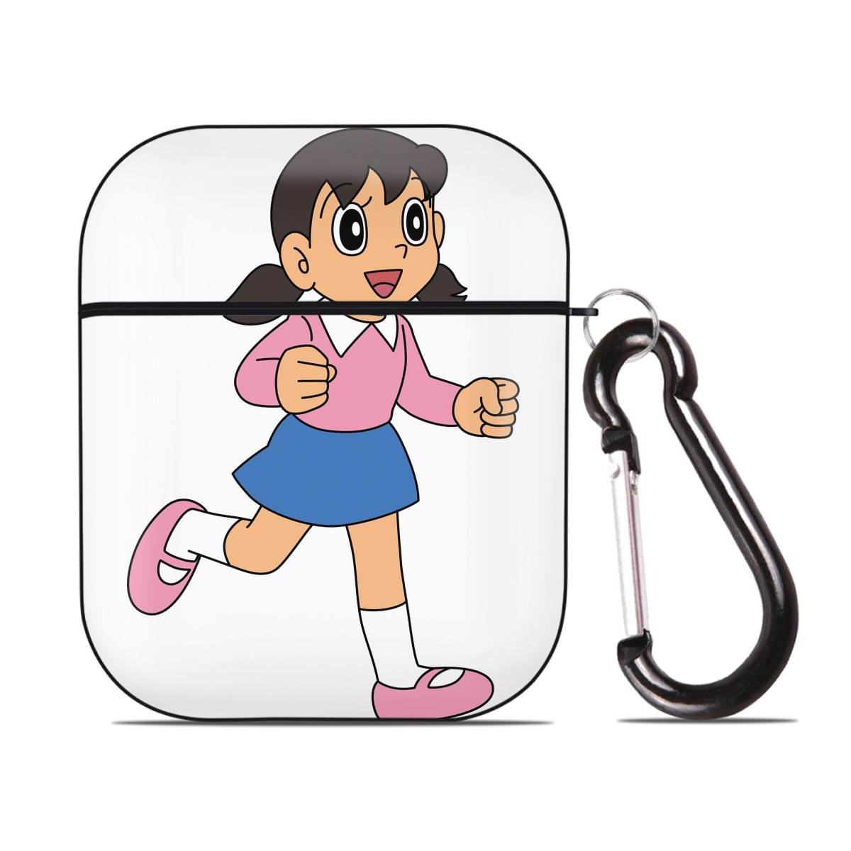 （画像用） ドラえもん みなもと しずか Doraemon Shizuka Minamoto AirPods 第2世代保護ケース ハードシェル ブラック 耐衝撃・防指紋・カラビナ付き