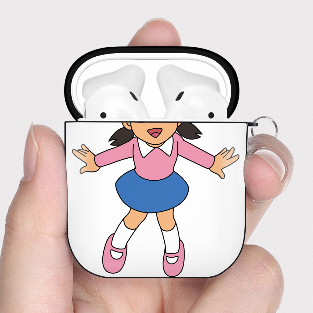 （画像用） ドラえもん みなもと しずか Doraemon Shizuka Minamoto AirPods 第2世代保護ケース ハードシェル ブラック 耐衝撃・防指紋・カラビナ付き