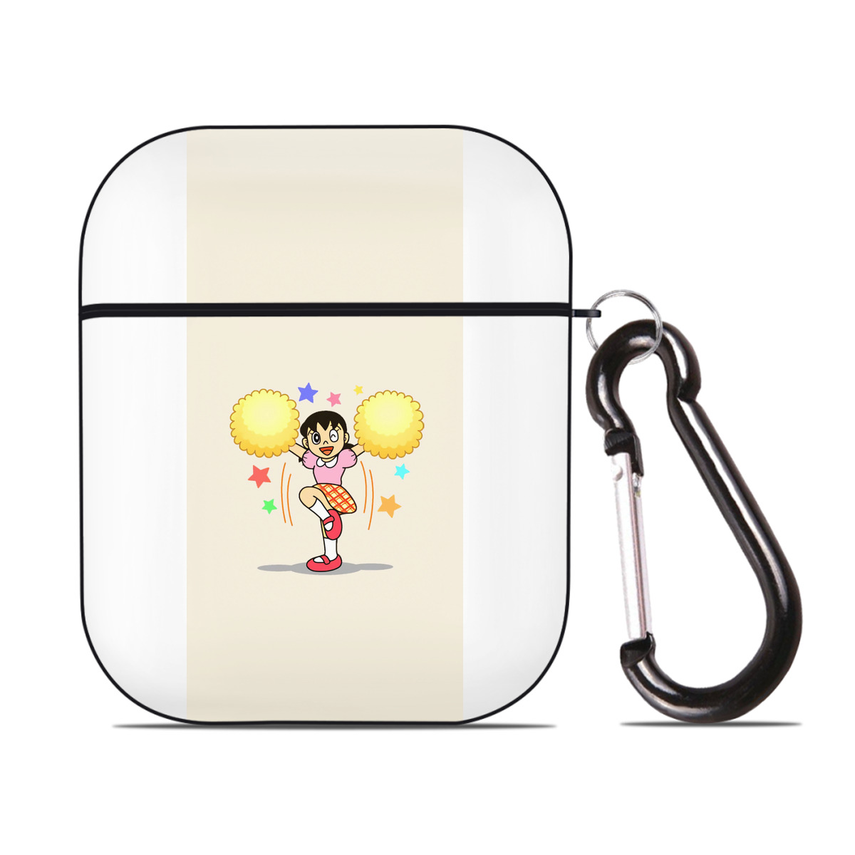 （画像用） ドラえもん みなもと しずか Doraemon Shizuka Minamoto AirPods 第2世代保護ケース ハードシェル ブラック 耐衝撃・防指紋・カラビナ付き