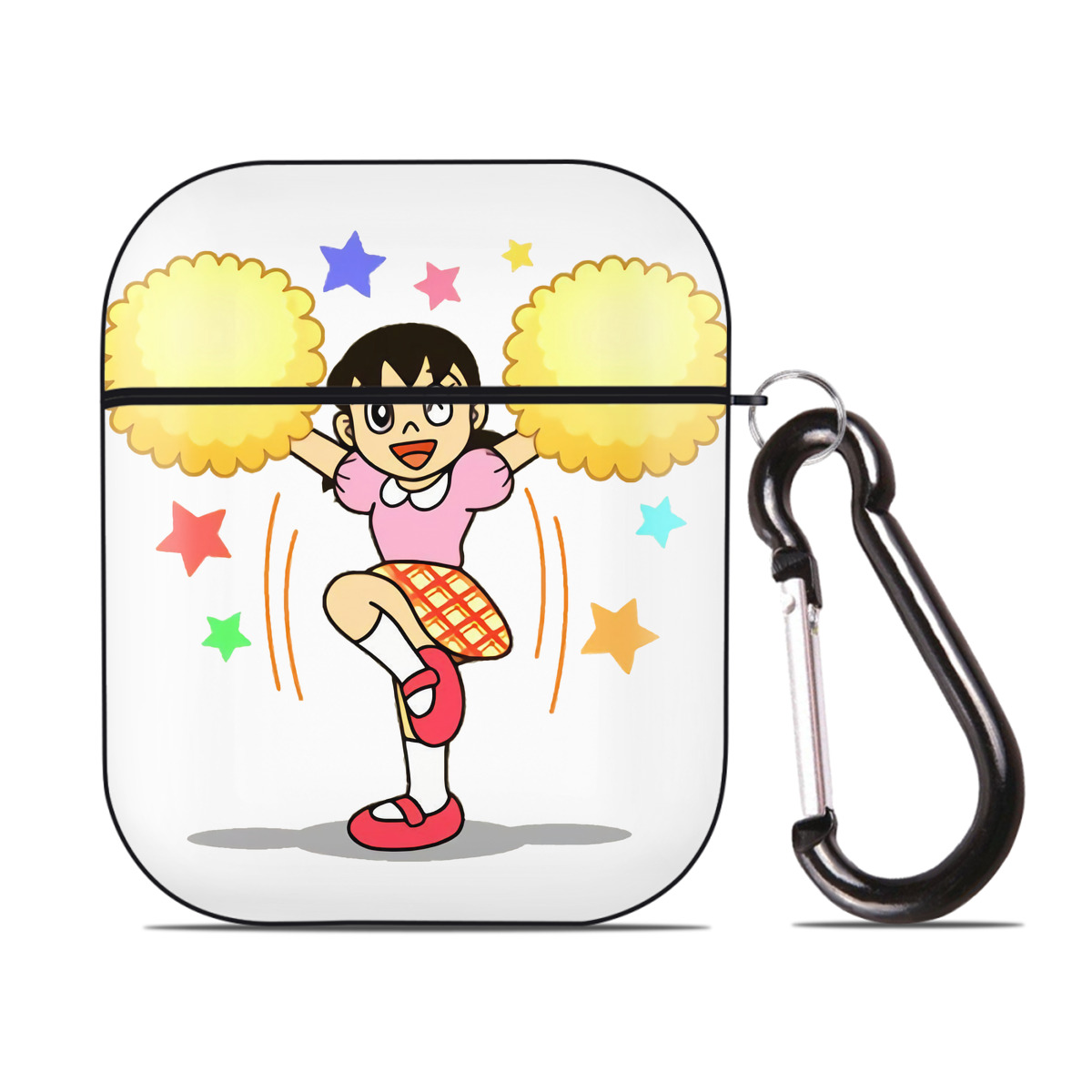 （画像用） ドラえもん みなもと しずか Doraemon Shizuka Minamoto AirPods 第2世代保護ケース ハードシェル ブラック 耐衝撃・防指紋・カラビナ付き
