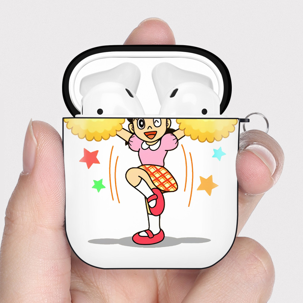 （画像用） ドラえもん みなもと しずか Doraemon Shizuka Minamoto AirPods 第2世代保護ケース ハードシェル ブラック 耐衝撃・防指紋・カラビナ付き