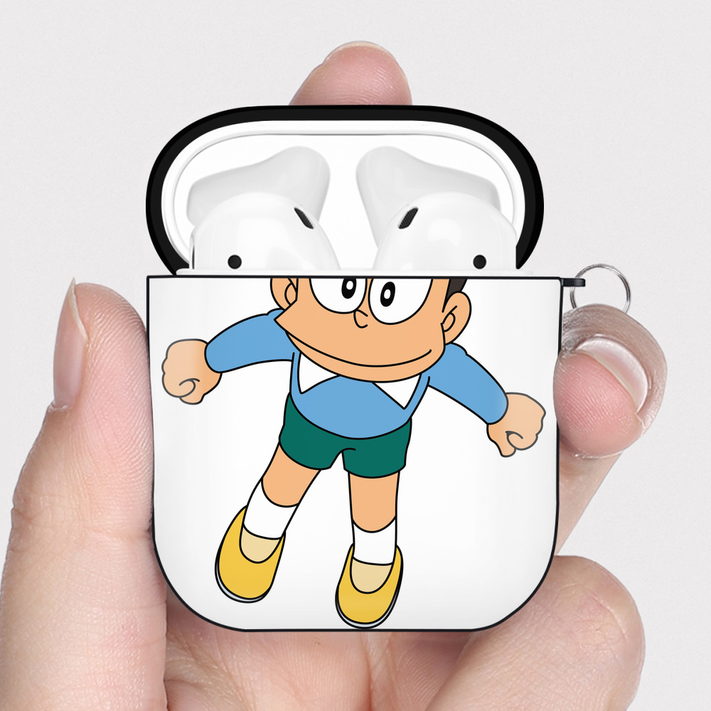 （画像用） ドラえもん 骨川 スネ夫 Doraemon Honekawa Suneo AirPods 第2世代保護ケース ハードシェル ブラック 耐衝撃・防指紋・カラビナ付き