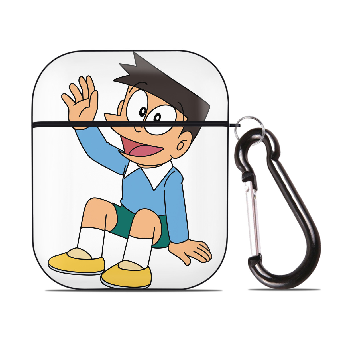 （画像用） ドラえもん 骨川 スネ夫 Doraemon Honekawa Suneo AirPods 第2世代保護ケース ハードシェル ブラック 耐衝撃・防指紋・カラビナ付き