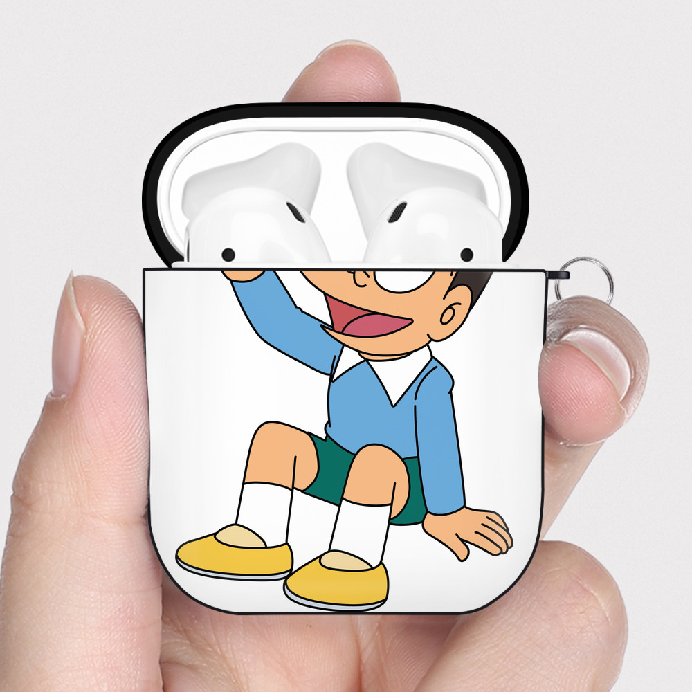 （画像用） ドラえもん 骨川 スネ夫 Doraemon Honekawa Suneo AirPods 第2世代保護ケース ハードシェル ブラック 耐衝撃・防指紋・カラビナ付き