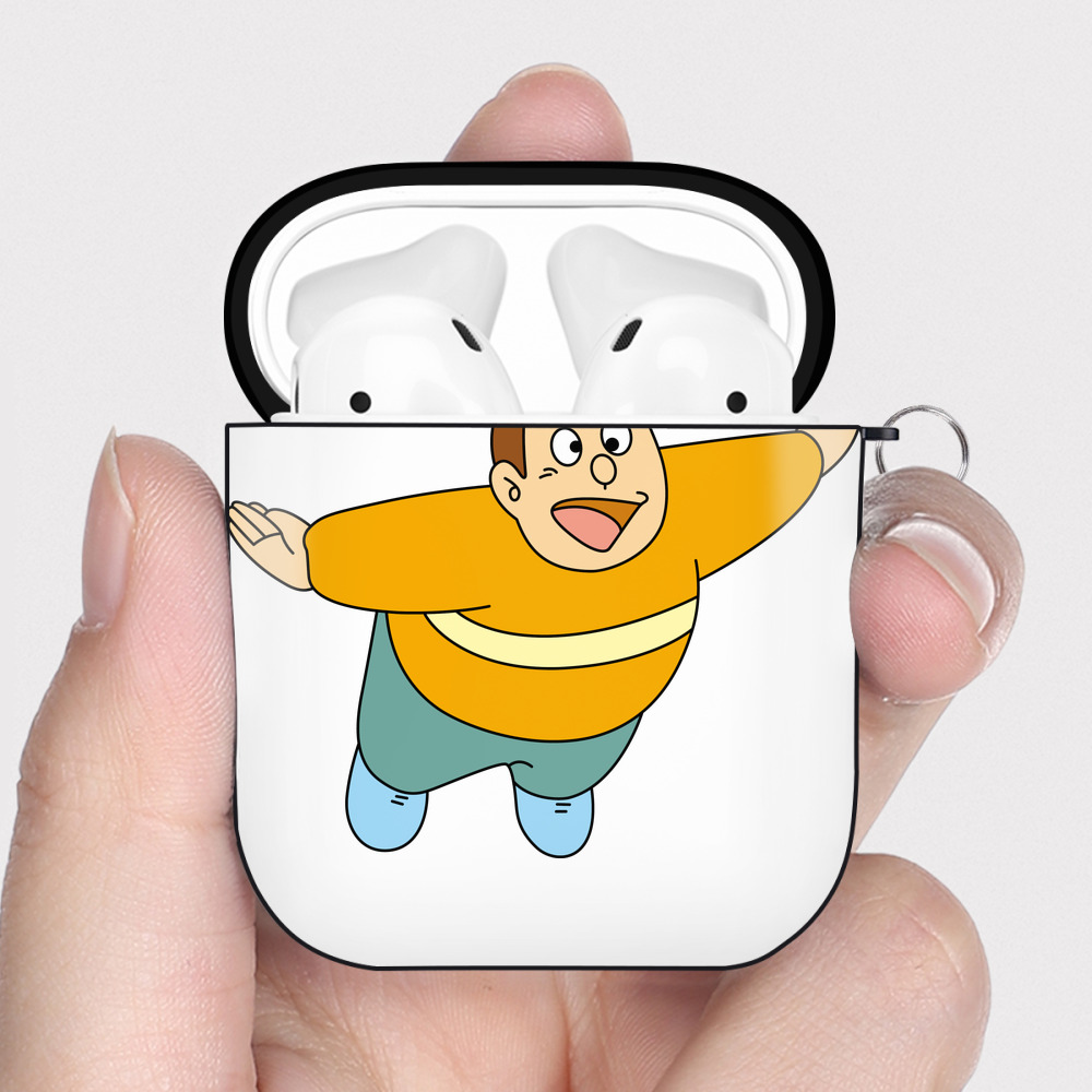 （画像用） ドラえもん 剛田武 Doraemon Gouta Takeshi AirPods 第2世代保護ケース ハードシェル ブラック 耐衝撃・防指紋・カラビナ付き