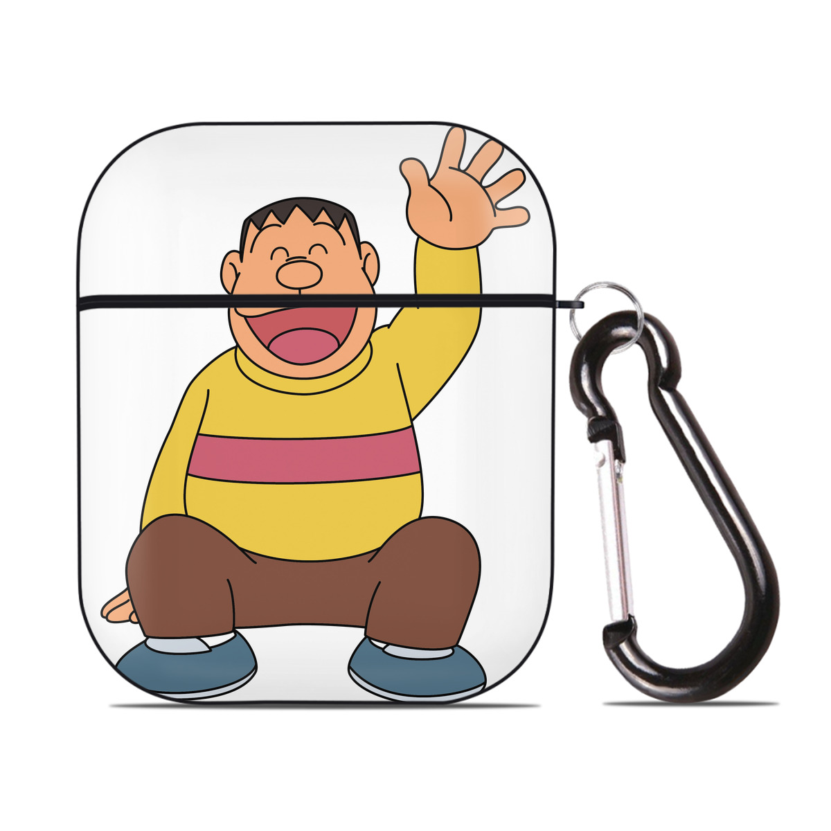 （画像用） ドラえもん 剛田武 Doraemon Gouta Takeshi AirPods 第2世代保護ケース ハードシェル ブラック 耐衝撃・防指紋・カラビナ付き