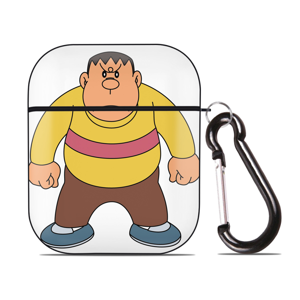 （画像用） ドラえもん 剛田武 Doraemon Gouta Takeshi AirPods 第2世代保護ケース ハードシェル ブラック 耐衝撃・防指紋・カラビナ付き