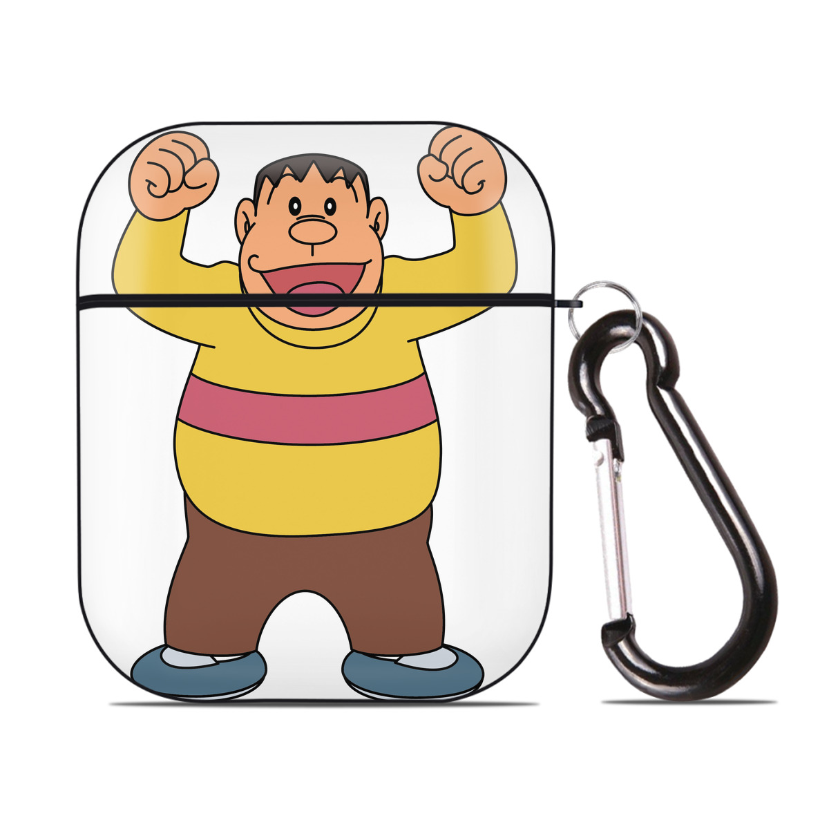 （画像用） ドラえもん 剛田武 Doraemon Gouta Takeshi AirPods 第2世代保護ケース ハードシェル ブラック 耐衝撃・防指紋・カラビナ付き