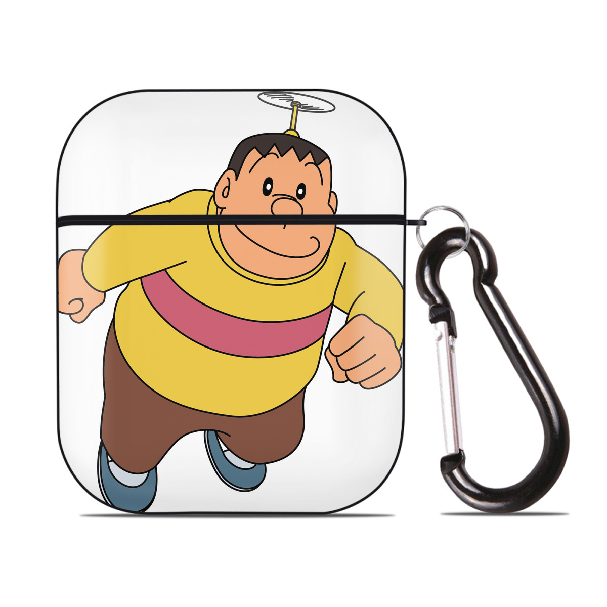 （画像用） ドラえもん 剛田武 Doraemon Gouta Takeshi AirPods 第2世代保護ケース ハードシェル ブラック 耐衝撃・防指紋・カラビナ付き