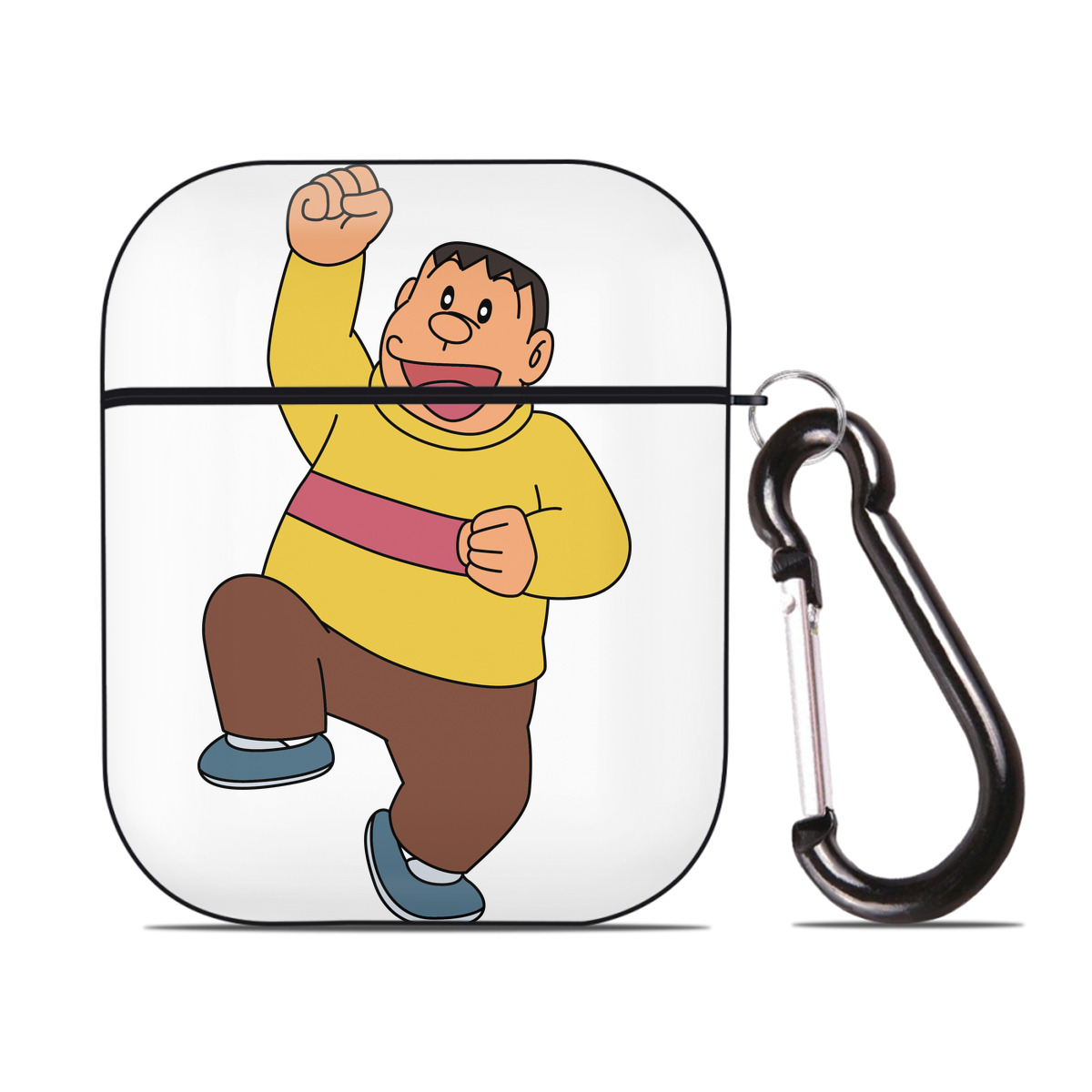 （画像用） ドラえもん 剛田武 Doraemon Gouta Takeshi AirPods 第2世代保護ケース ハードシェル ブラック 耐衝撃・防指紋・カラビナ付き