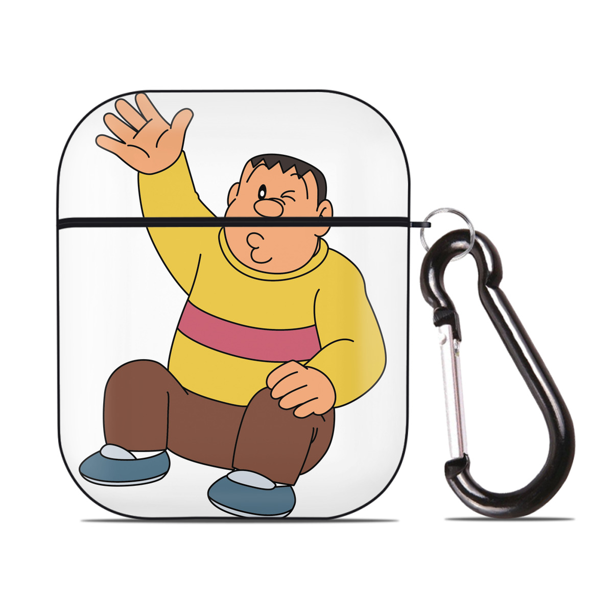 （画像用） ドラえもん 剛田武 Doraemon Gouta Takeshi AirPods 第2世代保護ケース ハードシェル ブラック 耐衝撃・防指紋・カラビナ付き