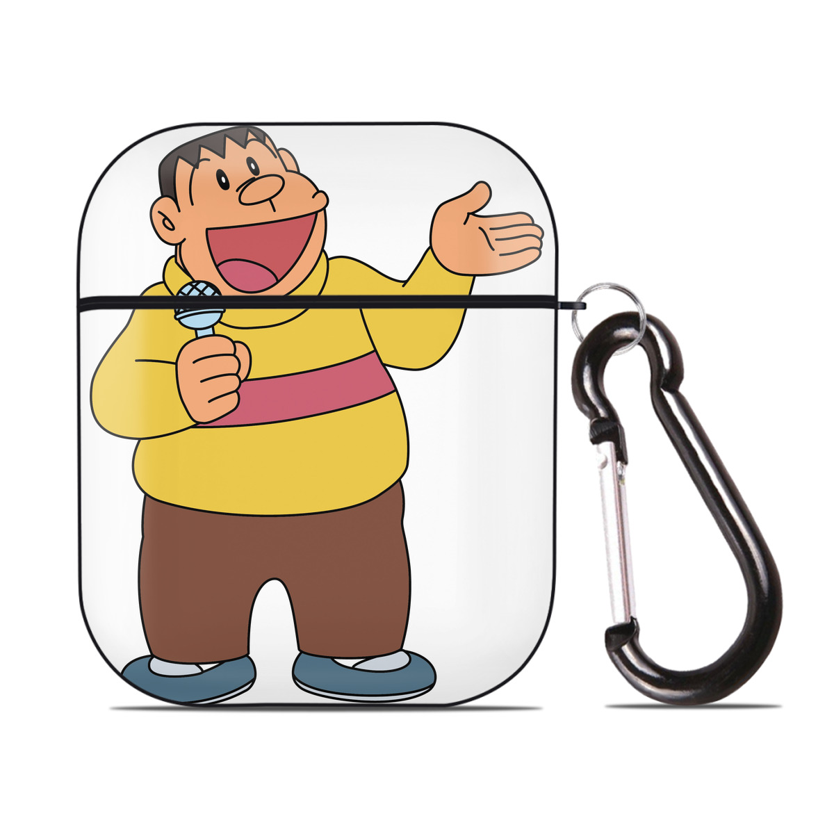 （画像用） ドラえもん 剛田武 Doraemon Gouta Takeshi AirPods 第2世代保護ケース ハードシェル ブラック 耐衝撃・防指紋・カラビナ付き