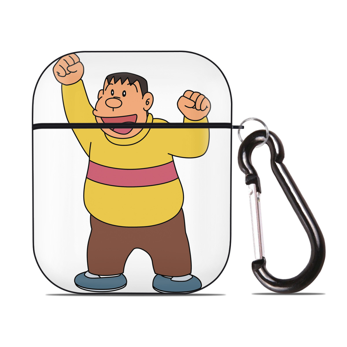 （画像用） ドラえもん 剛田武 Doraemon Gouta Takeshi AirPods 第2世代保護ケース ハードシェル ブラック 耐衝撃・防指紋・カラビナ付き