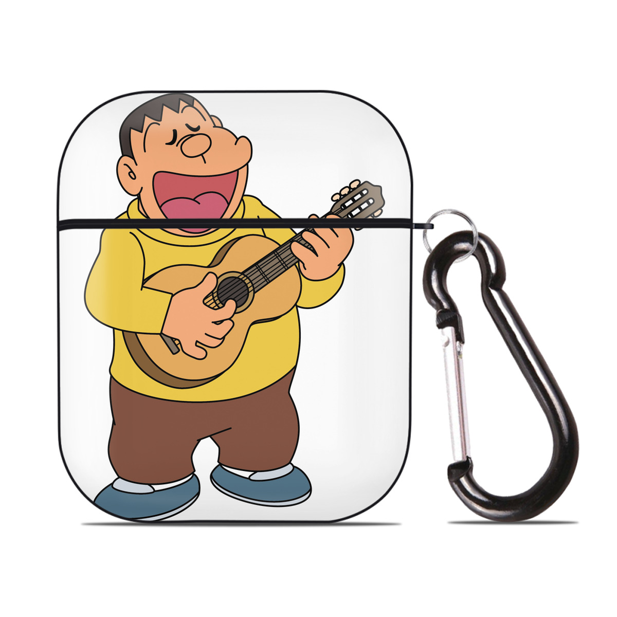 （画像用） ドラえもん 剛田武 Doraemon Gouta Takeshi AirPods 第2世代保護ケース ハードシェル ブラック 耐衝撃・防指紋・カラビナ付き