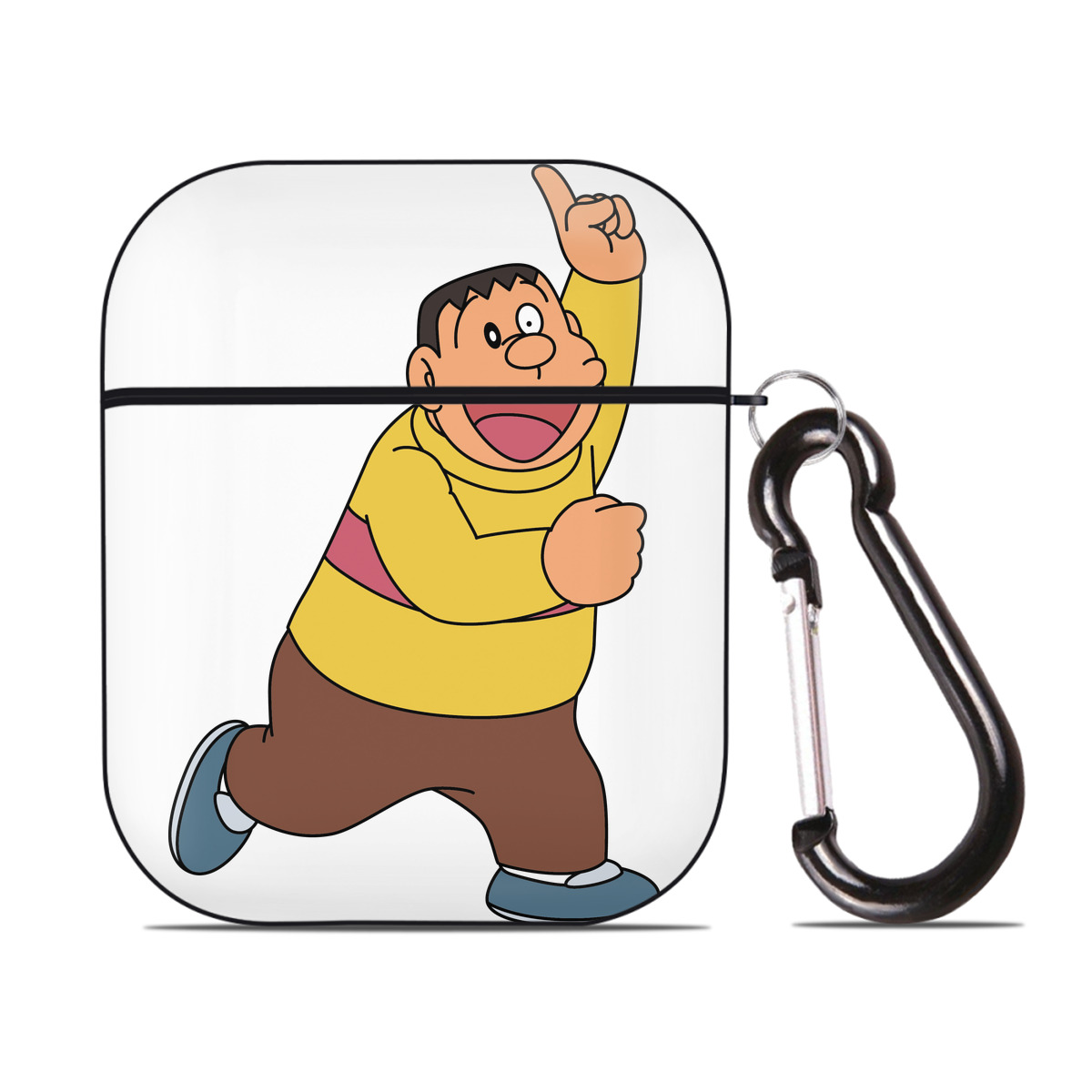 （画像用） ドラえもん 剛田武 Doraemon Gouta Takeshi AirPods 第2世代保護ケース ハードシェル ブラック 耐衝撃・防指紋・カラビナ付き