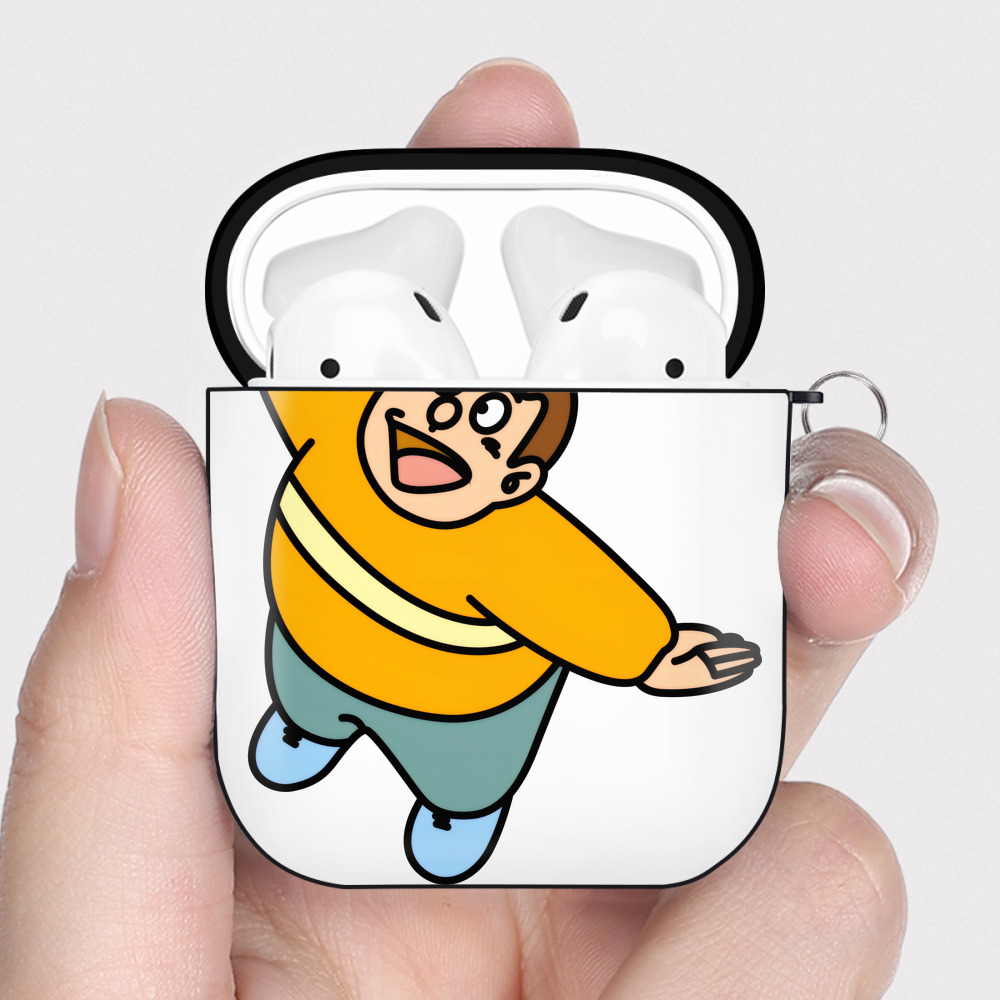 （画像用） ドラえもん 剛田武 Doraemon Gouta Takeshi AirPods 第2世代保護ケース ハードシェル ブラック 耐衝撃・防指紋・カラビナ付き