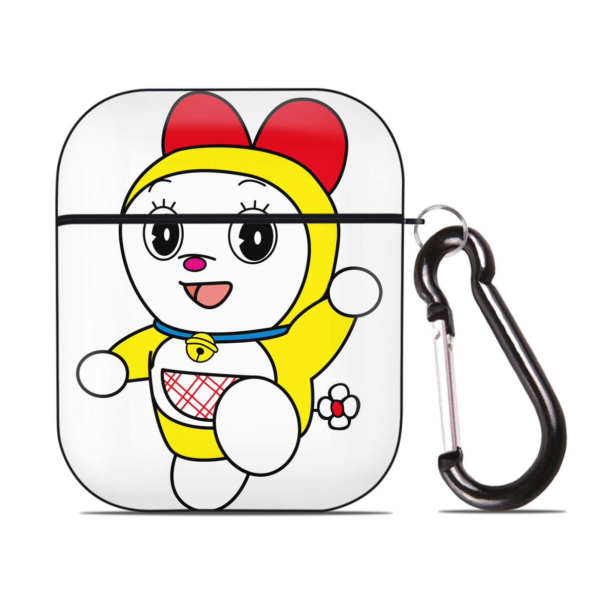 （画像用） ドラえもん ドラミ Doraemon Dorami AirPods 第2世代保護ケース ハードシェル ブラック 耐衝撃・防指紋・カラビナ付き