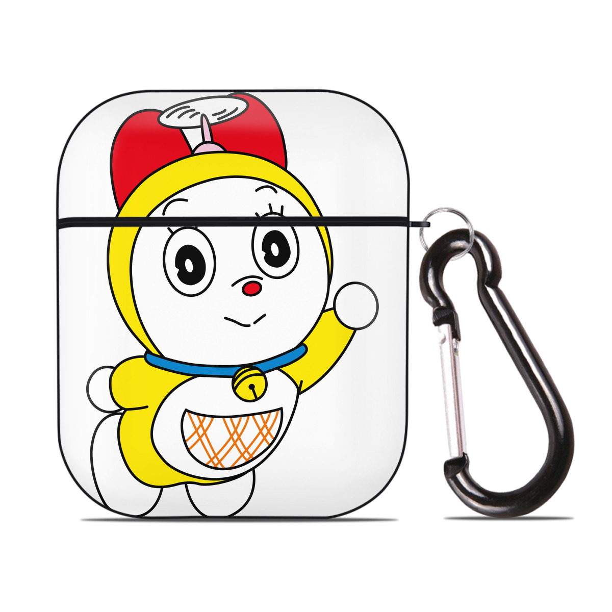 （画像用） ドラえもん ドラミ Doraemon Dorami AirPods 第2世代保護ケース ハードシェル ブラック 耐衝撃・防指紋・カラビナ付き