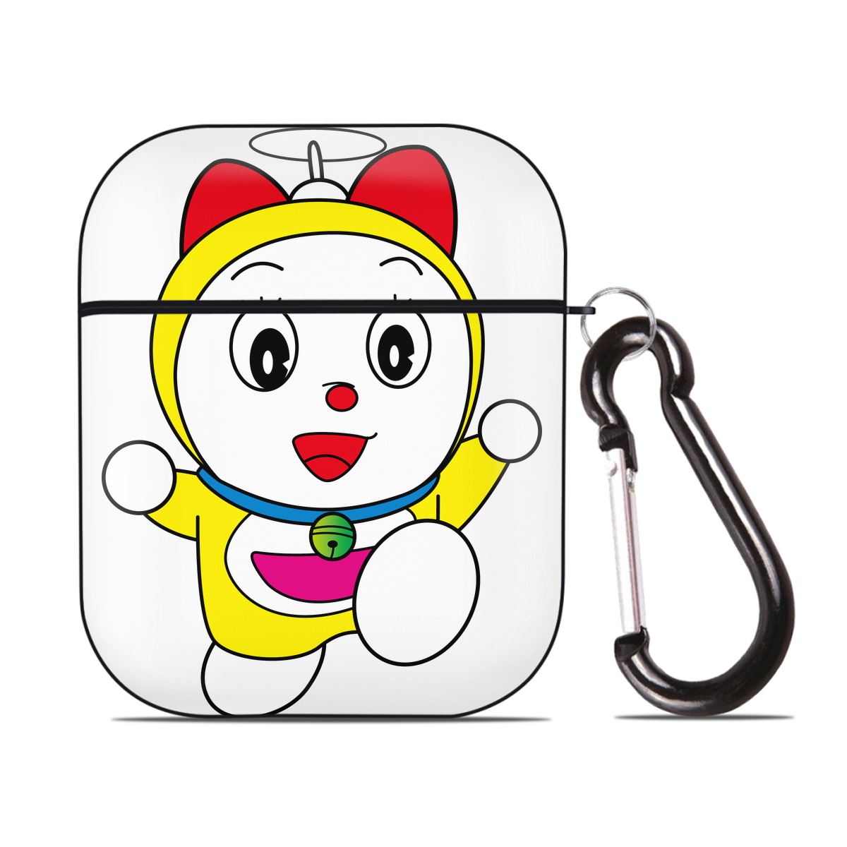 （画像用） ドラえもん ドラミ Doraemon Dorami AirPods 第2世代保護ケース ハードシェル ブラック 耐衝撃・防指紋・カラビナ付き