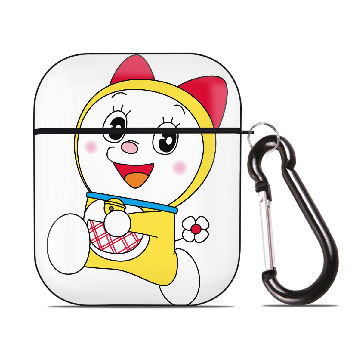 （画像用） ドラえもん ドラミ Doraemon Dorami AirPods 第2世代保護ケース ハードシェル ブラック 耐衝撃・防指紋・カラビナ付き