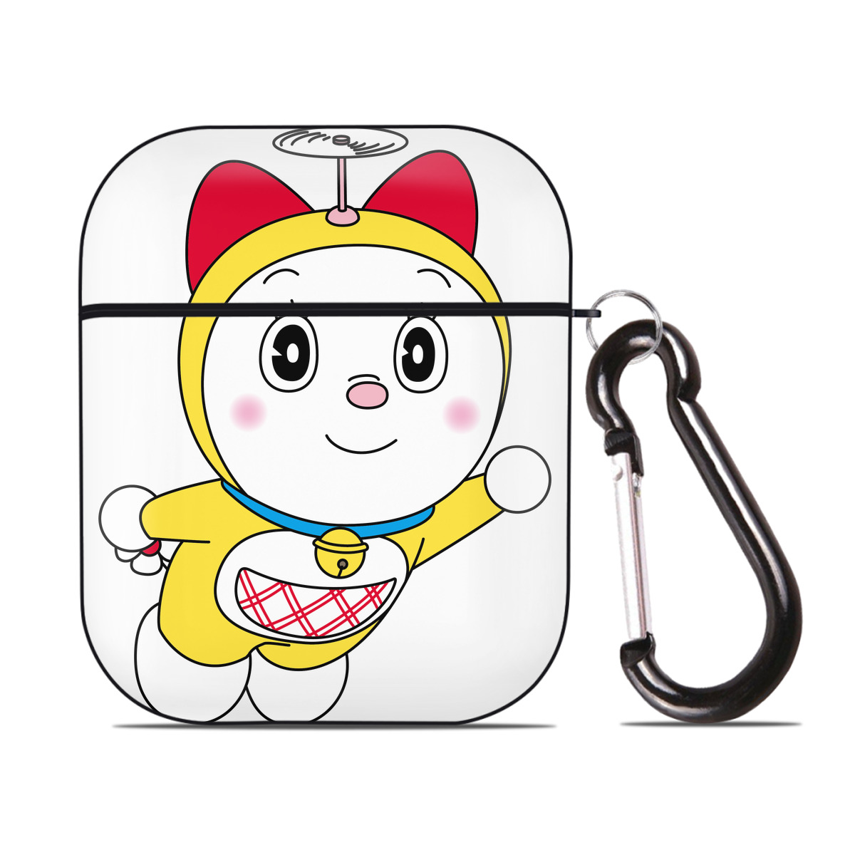 （画像用） ドラえもん ドラミ Doraemon Dorami AirPods 第2世代保護ケース ハードシェル ブラック 耐衝撃・防指紋・カラビナ付き