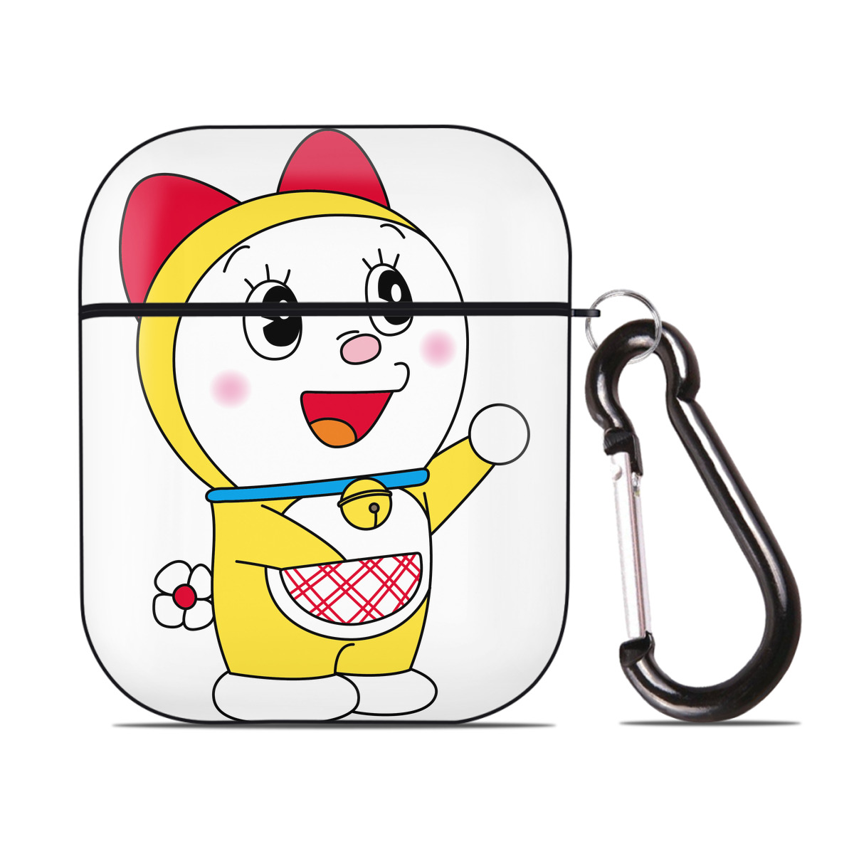 （画像用） ドラえもん ドラミ Doraemon Dorami AirPods 第2世代保護ケース ハードシェル ブラック 耐衝撃・防指紋・カラビナ付き