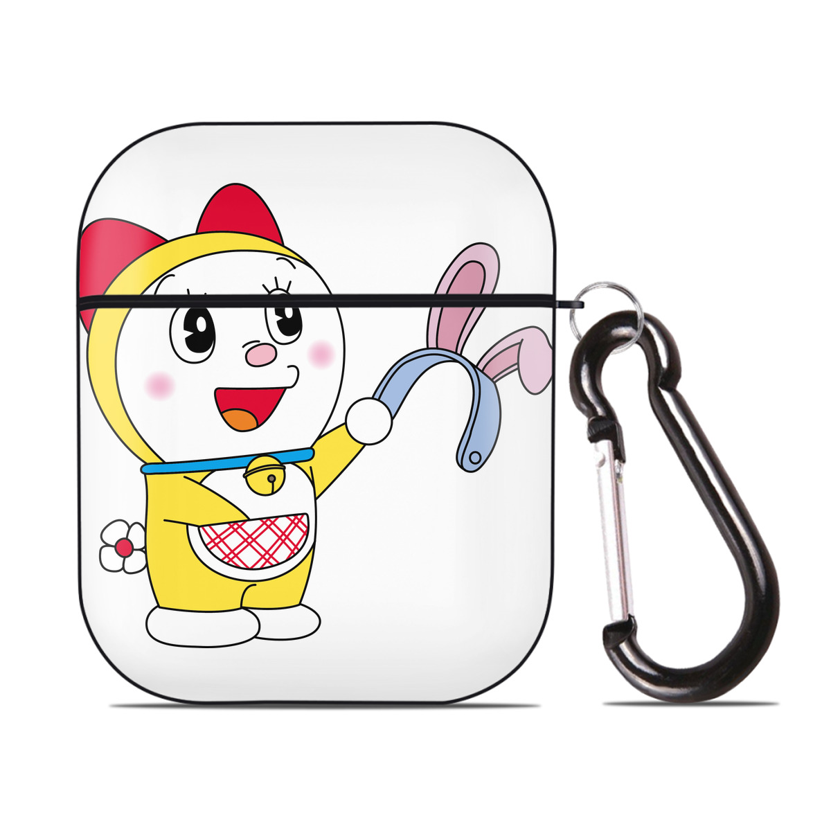 （画像用） ドラえもん ドラミ Doraemon Dorami AirPods 第2世代保護ケース ハードシェル ブラック 耐衝撃・防指紋・カラビナ付き