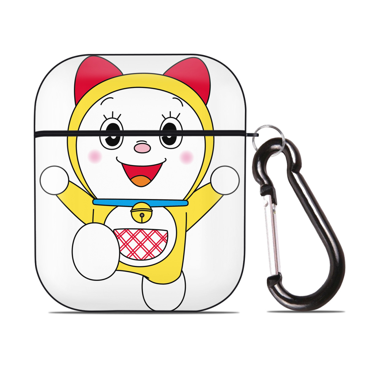 （画像用） ドラえもん ドラミ Doraemon Dorami AirPods 第2世代保護ケース ハードシェル ブラック 耐衝撃・防指紋・カラビナ付き
