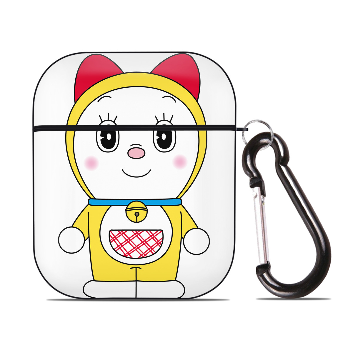 （画像用） ドラえもん ドラミ Doraemon Dorami AirPods 第2世代保護ケース ハードシェル ブラック 耐衝撃・防指紋・カラビナ付き