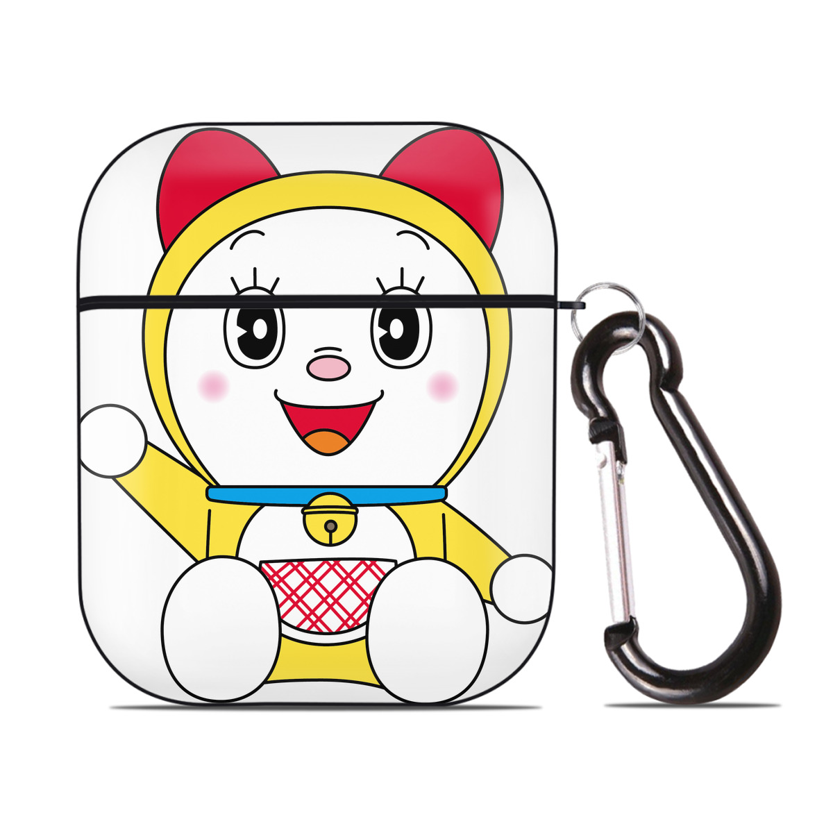 （画像用） ドラえもん ドラミ Doraemon Dorami AirPods 第2世代保護ケース ハードシェル ブラック 耐衝撃・防指紋・カラビナ付き