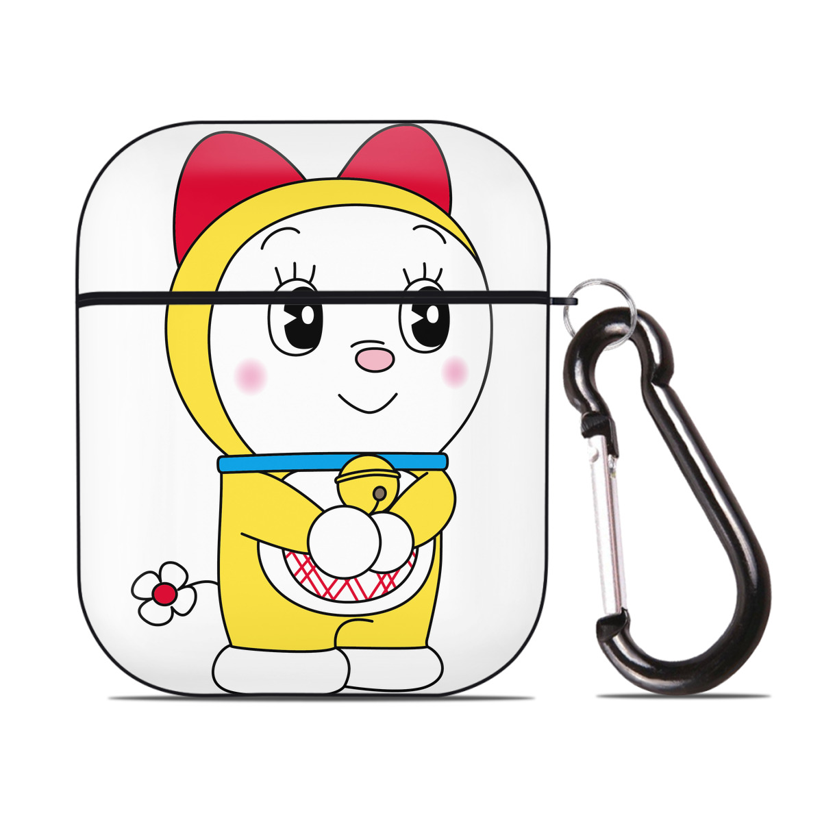 （画像用） ドラえもん ドラミ Doraemon Dorami AirPods 第2世代保護ケース ハードシェル ブラック 耐衝撃・防指紋・カラビナ付き
