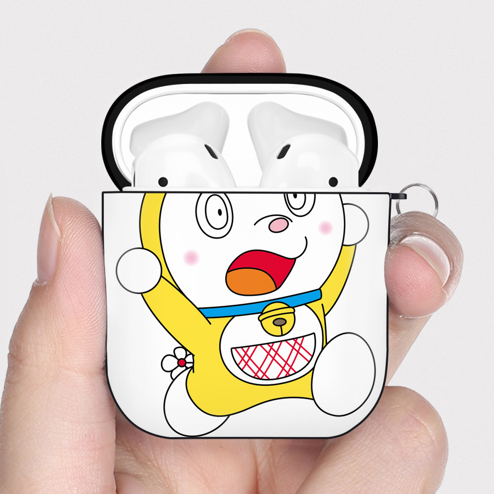 （画像用） ドラえもん ドラミ Doraemon Dorami AirPods 第2世代保護ケース ハードシェル ブラック 耐衝撃・防指紋・カラビナ付き