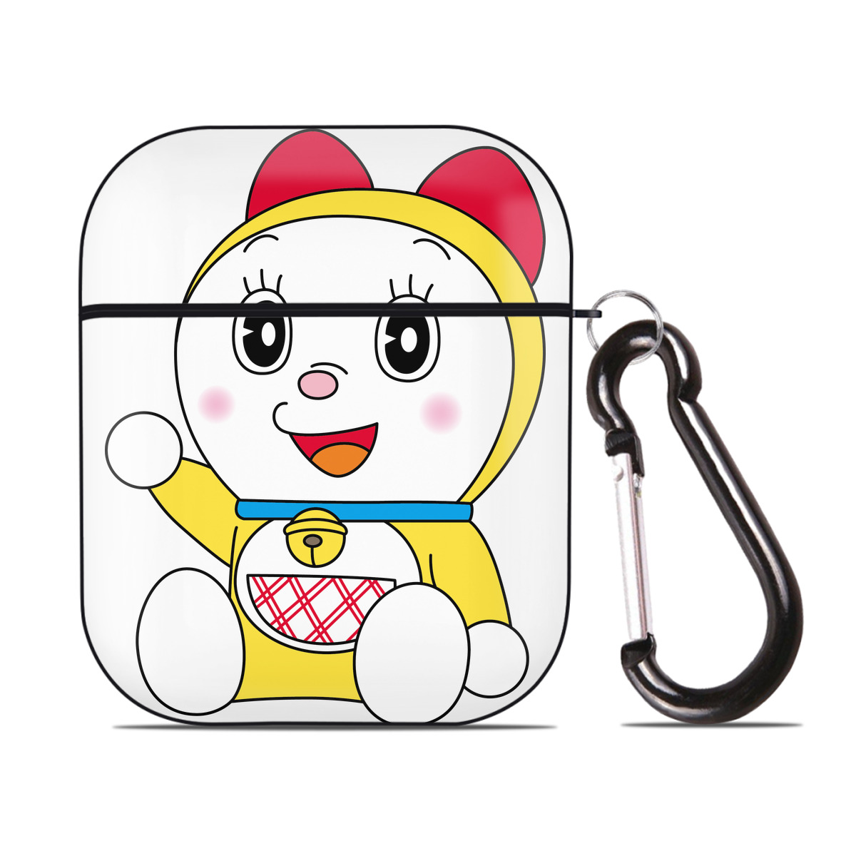 （画像用） ドラえもん ドラミ Doraemon Dorami AirPods 第2世代保護ケース ハードシェル ブラック 耐衝撃・防指紋・カラビナ付き
