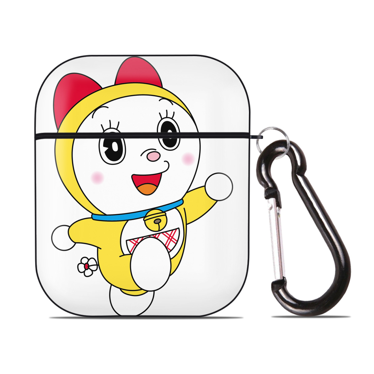 （画像用） ドラえもん ドラミ Doraemon Dorami AirPods 第2世代保護ケース ハードシェル ブラック 耐衝撃・防指紋・カラビナ付き