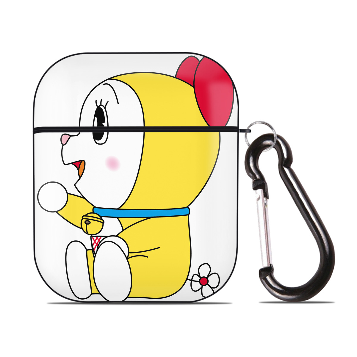 （画像用） ドラえもん ドラミ Doraemon Dorami AirPods 第2世代保護ケース ハードシェル ブラック 耐衝撃・防指紋・カラビナ付き