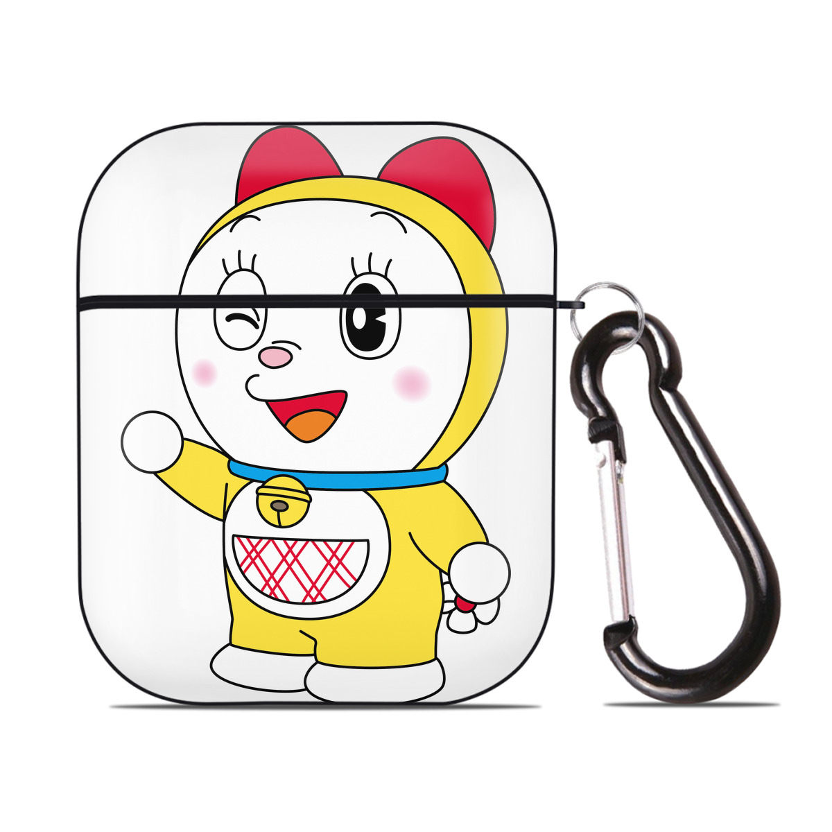 （画像用） ドラえもん ドラミ Doraemon Dorami AirPods 第2世代保護ケース ハードシェル ブラック 耐衝撃・防指紋・カラビナ付き