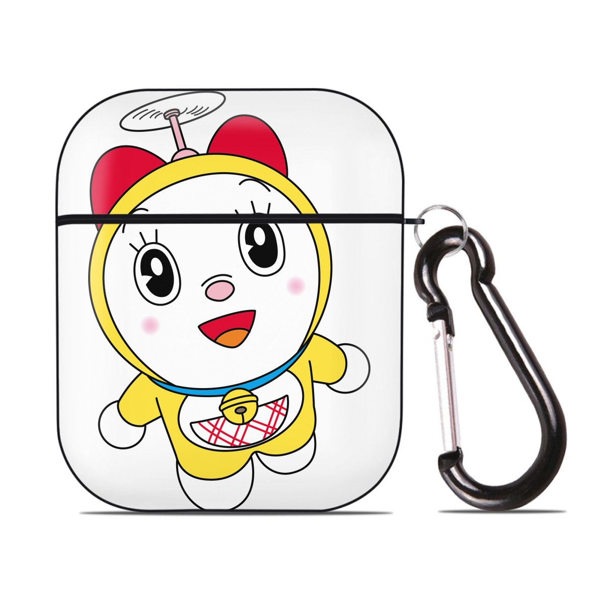 （画像用） ドラえもん ドラミ Doraemon Dorami AirPods 第2世代保護ケース ハードシェル ブラック 耐衝撃・防指紋・カラビナ付き