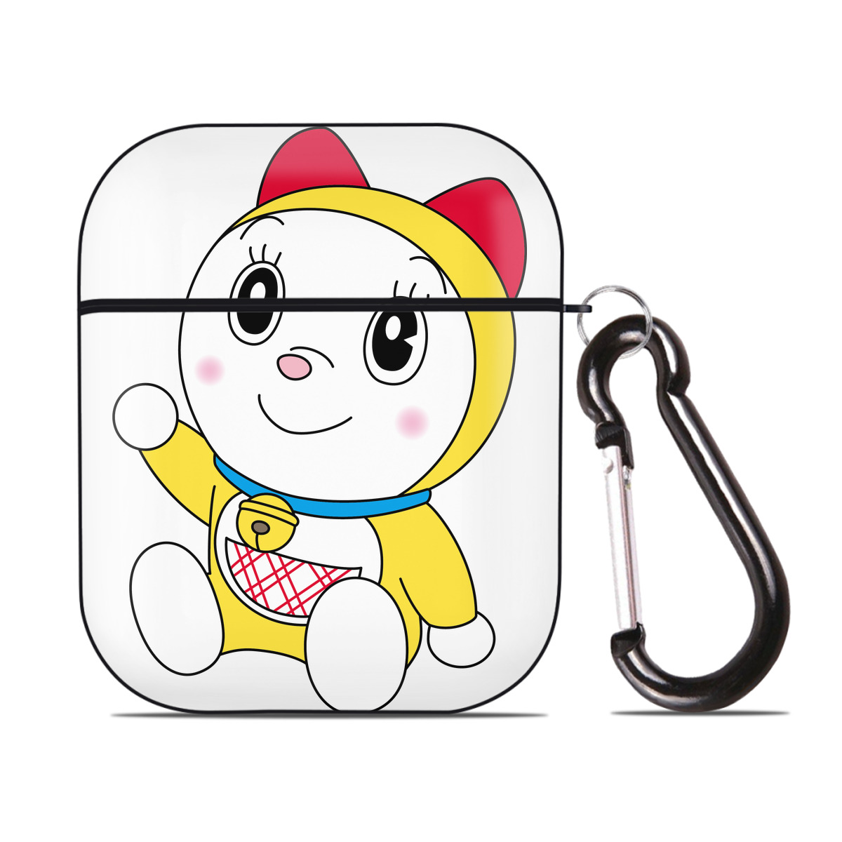 （画像用） ドラえもん ドラミ Doraemon Dorami AirPods 第2世代保護ケース ハードシェル ブラック 耐衝撃・防指紋・カラビナ付き