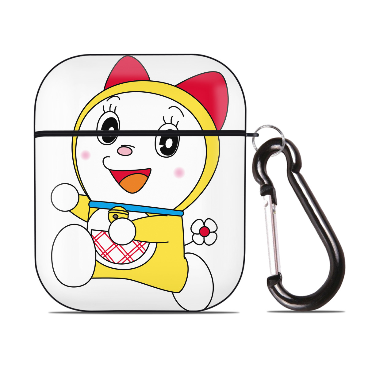 （画像用） ドラえもん ドラミ Doraemon Dorami AirPods 第2世代保護ケース ハードシェル ブラック 耐衝撃・防指紋・カラビナ付き