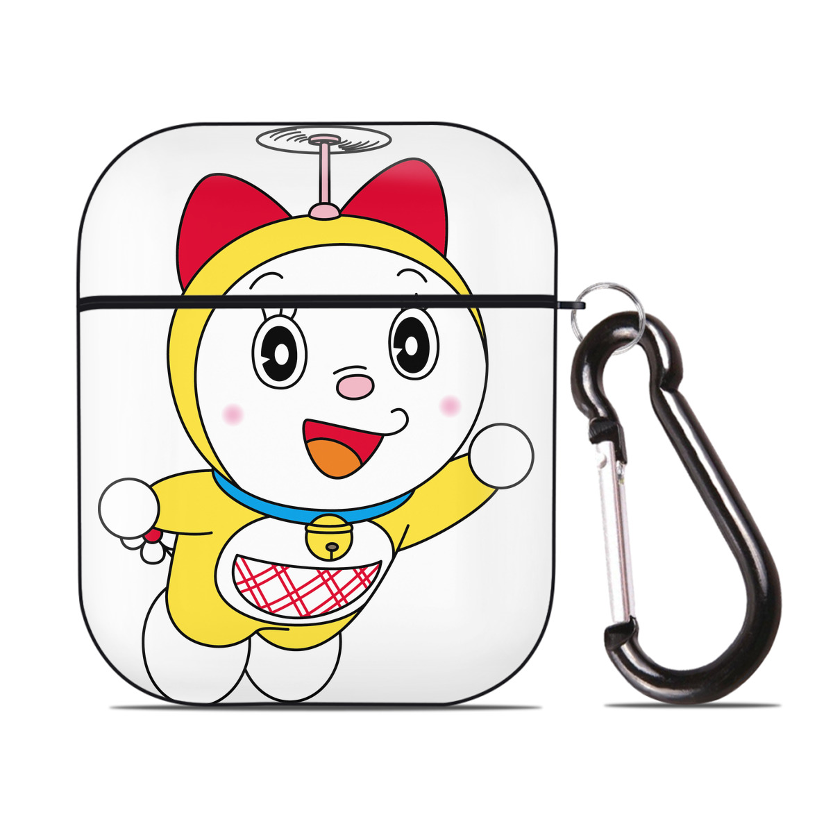 （画像用） ドラえもん ドラミ Doraemon Dorami AirPods 第2世代保護ケース ハードシェル ブラック 耐衝撃・防指紋・カラビナ付き