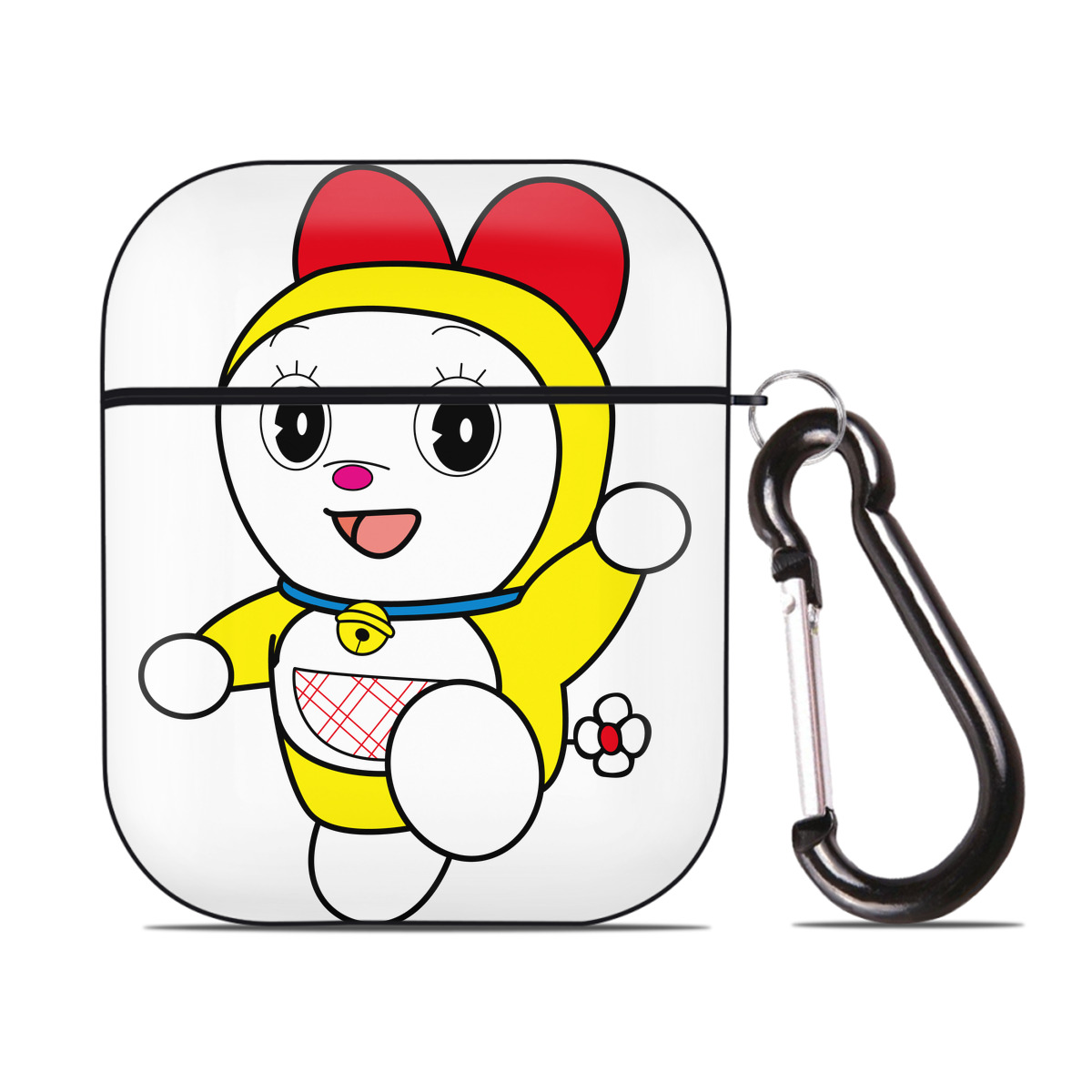 （画像用） ドラえもん ドラミ Doraemon Dorami AirPods 第2世代保護ケース ハードシェル ブラック 耐衝撃・防指紋・カラビナ付き