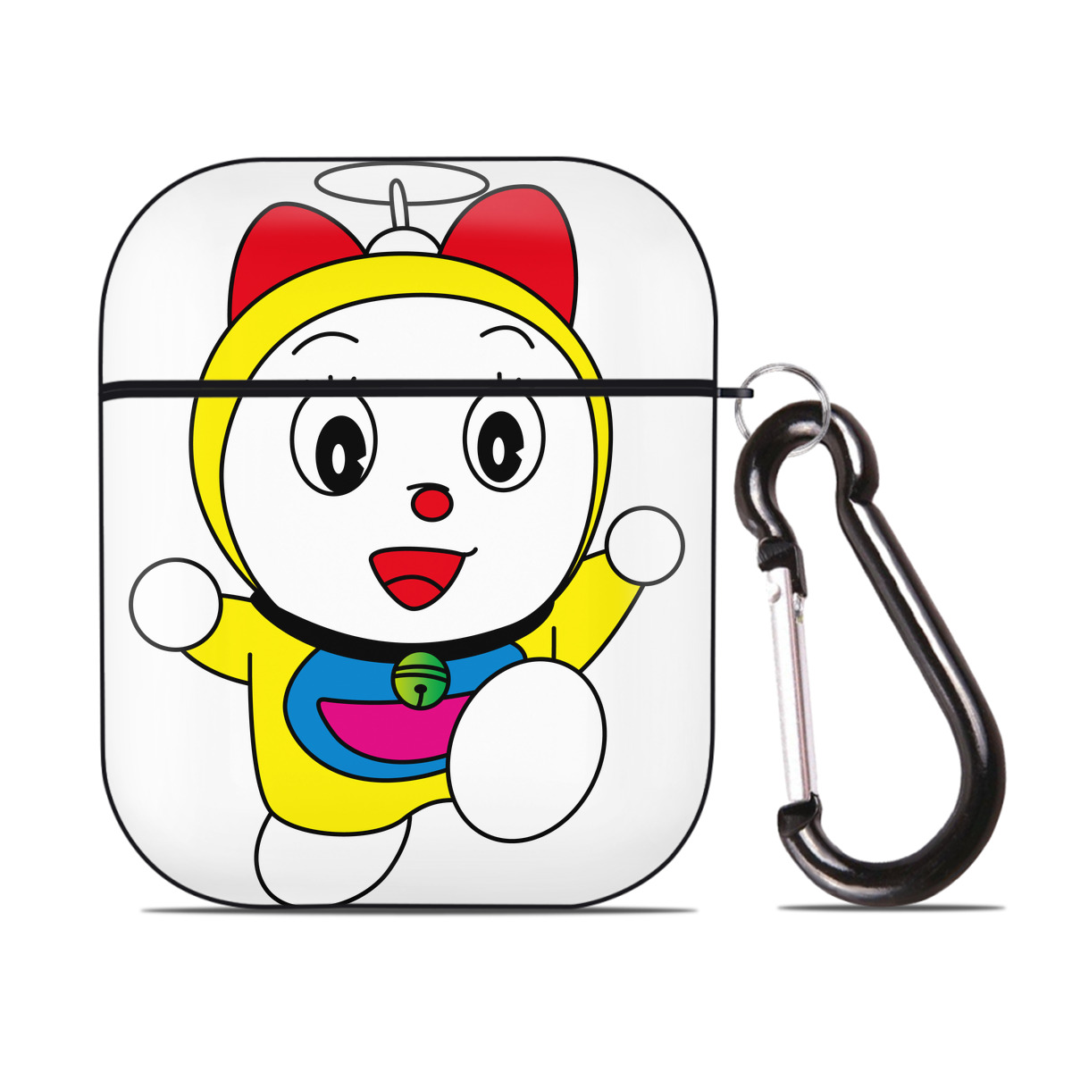 （画像用） ドラえもん ドラミ Doraemon Dorami AirPods 第2世代保護ケース ハードシェル ブラック 耐衝撃・防指紋・カラビナ付き