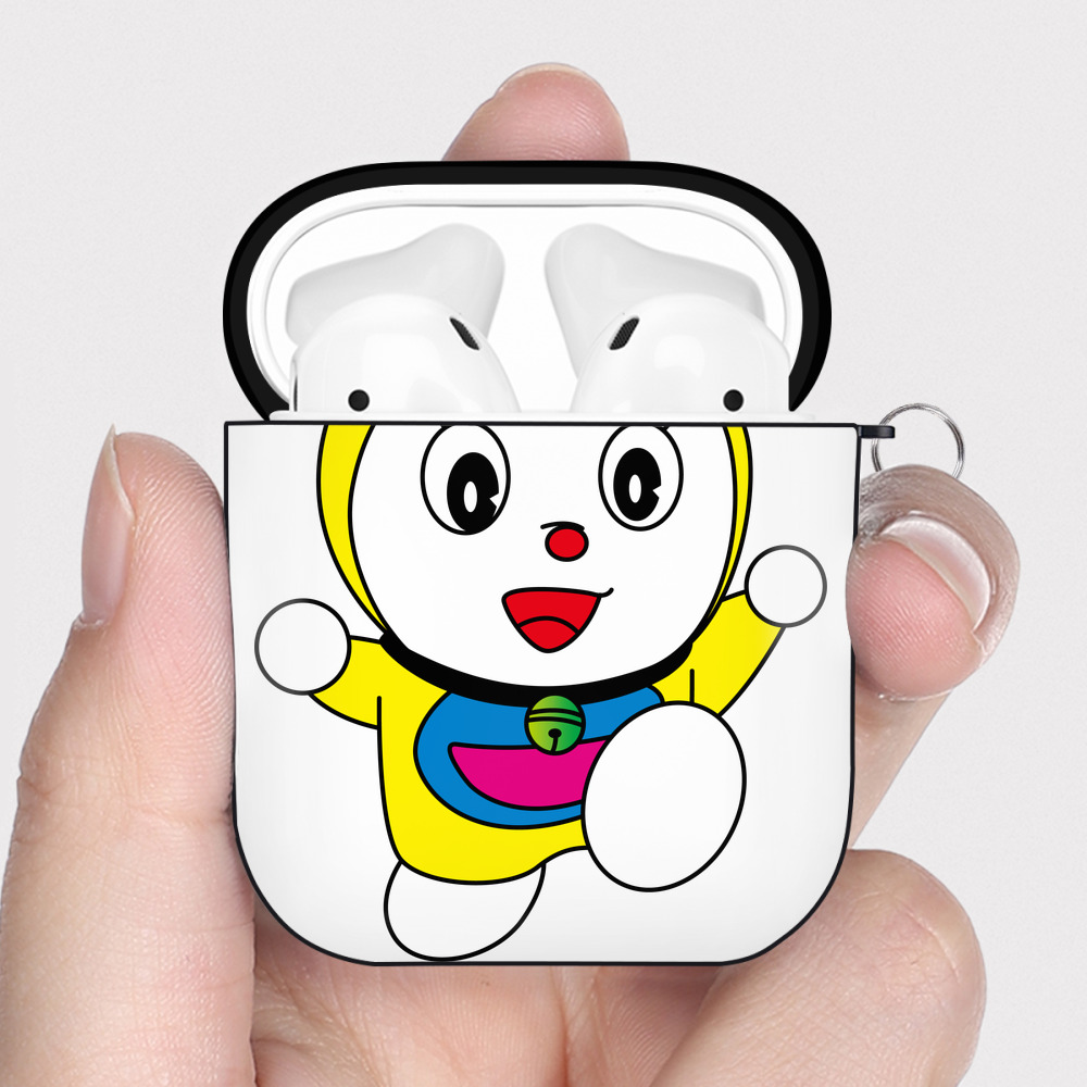 （画像用） ドラえもん ドラミ Doraemon Dorami AirPods 第2世代保護ケース ハードシェル ブラック 耐衝撃・防指紋・カラビナ付き