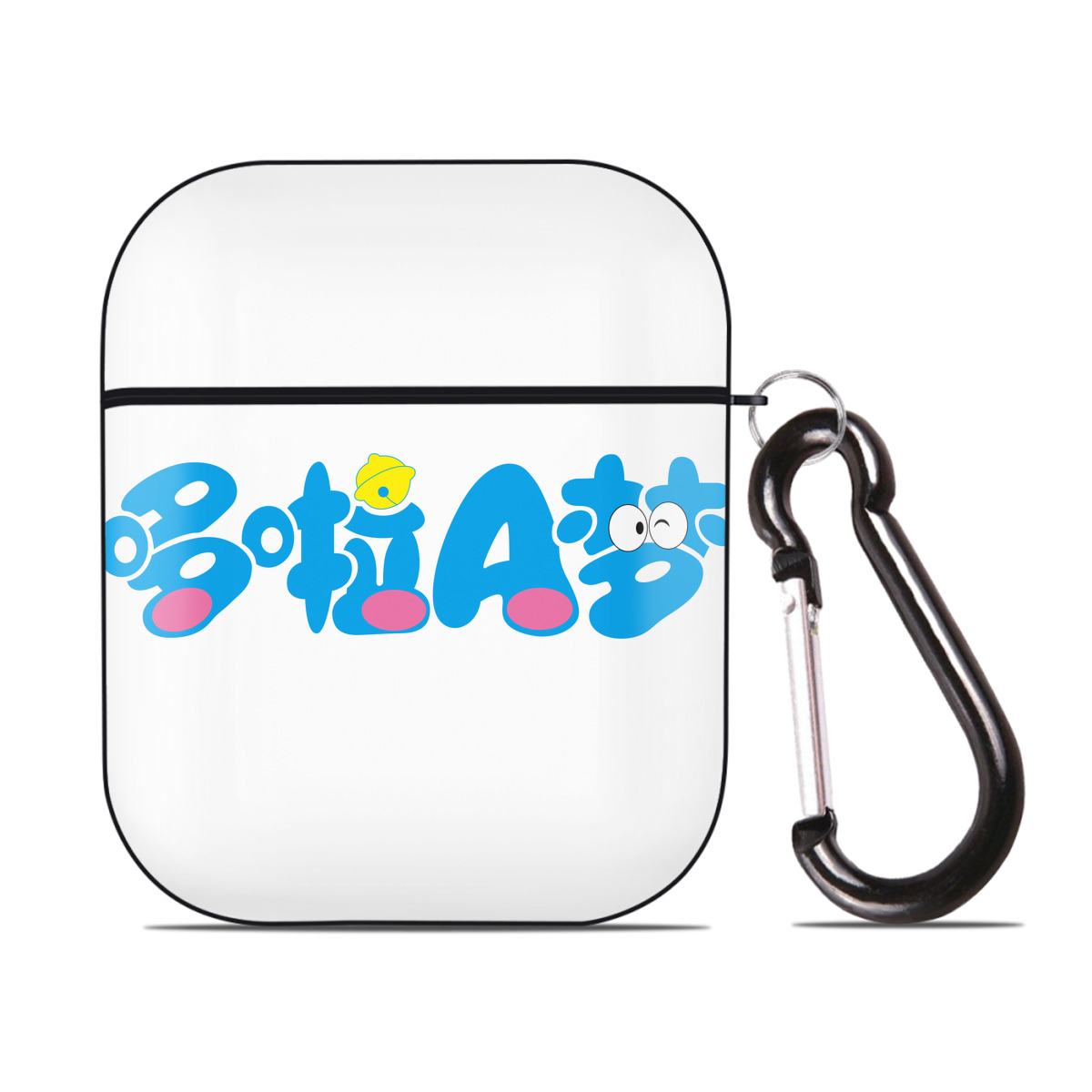 （画像用） ドラえもん Doraemon AirPods 第2世代保護ケース ハードシェル ブラック 耐衝撃・防指紋・カラビナ付き