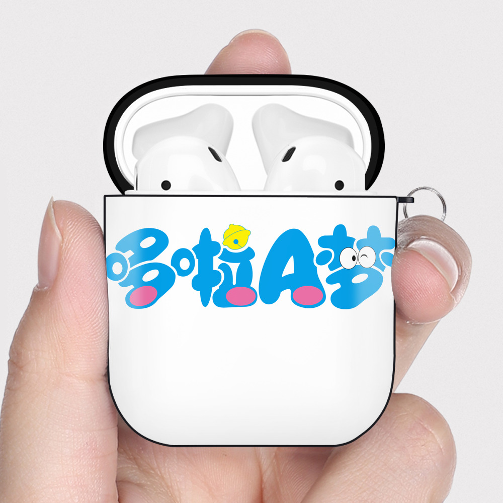 （画像用） ドラえもん Doraemon AirPods 第2世代保護ケース ハードシェル ブラック 耐衝撃・防指紋・カラビナ付き