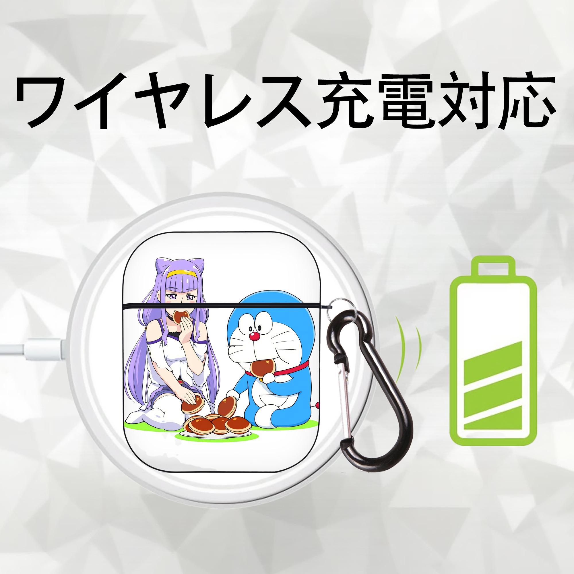 ドラえもん Doraemon AirPods 第2世代保護ケース ハードシェル ブラック 耐衝撃・防指紋・カラビナ付き