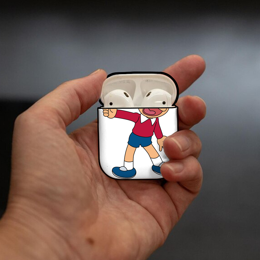 ドラえもん 野比 のび太 Doraemon Nobita Nobi AirPods 第2世代保護ケース ハードシェル ブラック 耐衝撃・防指紋・カラビナ付き